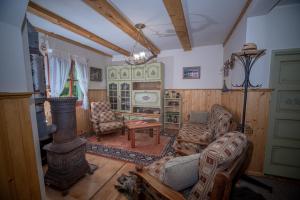 Sub CetateZSUZSI-LAK的带沙发和炉灶的客厅