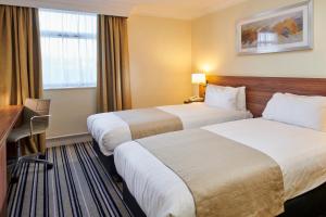 加福斯利茲加福斯假日酒店的酒店客房设有两张床和窗户。