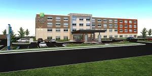 阿宾顿Holiday Inn Express & Suites - Abingdon, an IHG Hotel的医院前停车场的 ⁇ 染