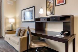 圣彼得堡Staybridge Suites St. Petersburg FL, an IHG Hotel的酒店客房配有书桌和沙发。