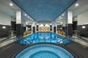 阿可贺巴霍巴皇冠假日酒店的酒店大堂的游泳池,设有游泳池
