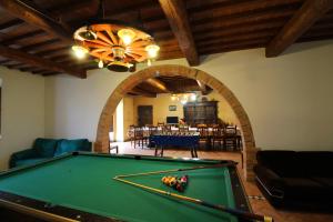 托里塔迪谢纳Casa Bella的客厅设有一张台球桌,客厅设有拱门