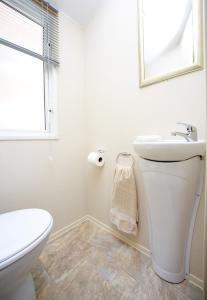 纽基Newquay Bay Resort 151的白色的浴室设有卫生间和水槽。