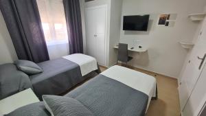 阿尔科斯-德拉弗龙特拉马拉加旅馆的小房间设有两张床和电视