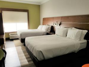 哥伦比亚Holiday Inn Express Columbia NE - Fort Jackson的酒店客房设有两张床和窗户。