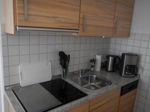 黑尔戈兰岛艾尔葛洛斯提贝公寓的厨房配有水槽和台面