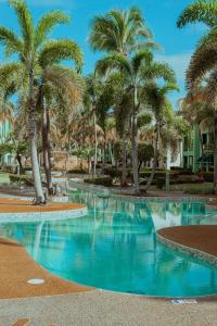 LoizaAquatika Paraíso Tropical的度假村内棕榈树游泳池