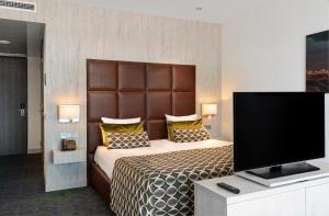 奥斯特赞奥斯特萨恩凡德瓦克酒店 - 阿姆斯特丹的一间卧室配有一张大床和一台平面电视