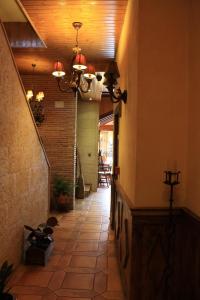 托雷利亚诺伊莎贝尔夫人酒店的走廊设有瓷砖地板和天花板