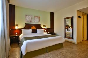 库里提巴库里提巴巴特尔全美高级酒店的卧室配有一张白色大床和镜子