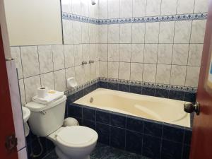 瓦拉尔Los Naturales的一间带卫生间和浴缸的浴室