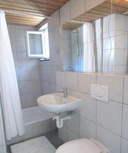 FlumsChurfirsten Blick - Private Gästezimmer的一间带水槽和卫生间的浴室