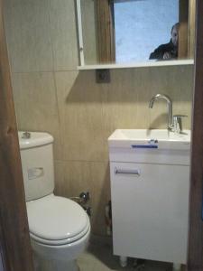 尚勒乌尔法土库曼柯纳奇住宿加早餐旅馆的一间带卫生间、水槽和镜子的浴室