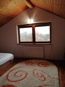 下泰柳库Casa Herban的卧室设有窗户,地板上铺有地毯。