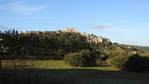 奥比多斯Hospedaria Do Senhor da Pedra的一座城堡,位于一座带田野的山顶上