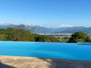 伊帕尼Chalet le Pré de la Dame的山景游泳池
