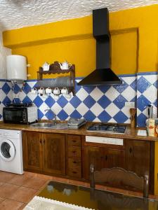 埃尔博斯克磨坊乡村民宿的厨房配有水槽和炉灶 顶部烤箱