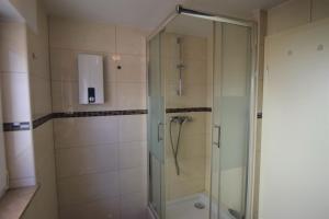 奥斯特菲尔登Apartment Ostfildern的浴室里设有玻璃门淋浴