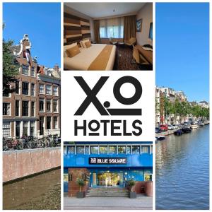 阿姆斯特丹XO蓝色广场酒店的相串的酒店和河流图片