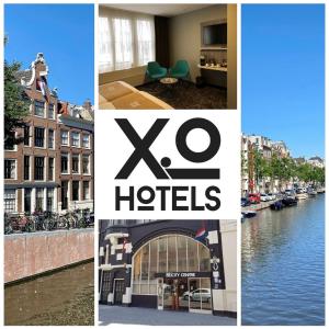 阿姆斯特丹城市中心XO酒店的建筑物和城市图片的拼合
