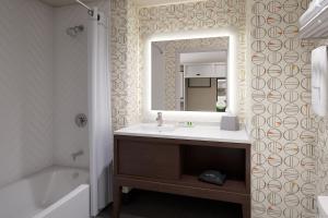 伊利Holiday Inn - Erie, an IHG Hotel的浴室配有盥洗盆、镜子和浴缸