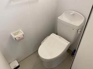 宫古岛L House Miyako Island的浴室位于隔间内,设有白色卫生间。