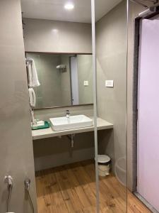 AnkleshwarChryso Hotels Pvt Ltd的一间带水槽和镜子的浴室