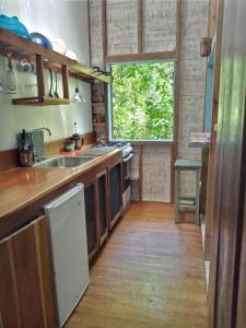 博卡斯德尔托罗Jungle Paunch的厨房设有水槽和窗户。