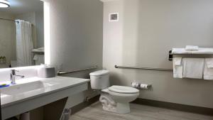 萨默塞特萨默塞特中心快捷假日酒店及套房的浴室配有白色卫生间和盥洗盆。