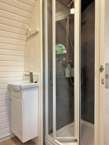 PareyPanorama Iglu Romantik & Family的带淋浴、卫生间和盥洗盆的浴室