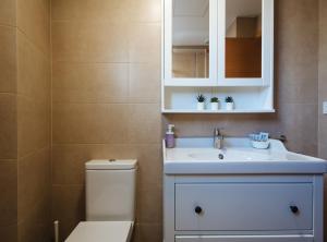 塞维利亚Torneo Suite Apartment的浴室配有白色水槽和卫生间。