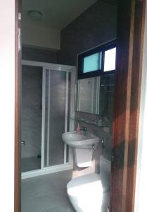富里青禾軒的浴室配有卫生间、盥洗盆和淋浴。