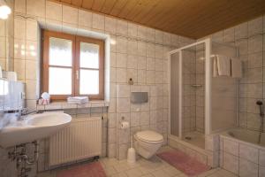 奥博奥多夫Christophenhof的浴室配有卫生间、盥洗盆和淋浴。