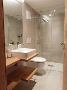 萨斯费Britannia - Apartment Patagonia的浴室配有卫生间、盥洗盆和淋浴。