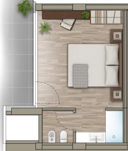 巴多利诺PRADA' Home Eco Suites的小型公寓的平面图,设有一间卧室