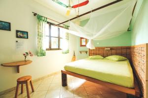 塔拉法尔Casa Strela B&B Tarrafal的一间卧室配有一张带蚊帐的床