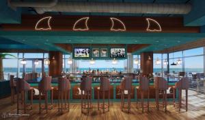 杰克逊维尔海滩Margaritaville Jacksonville Beach的餐厅设有海景酒吧