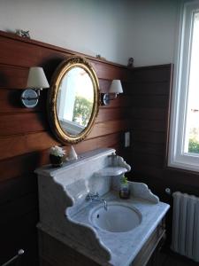 西布勒L'Annexe的一间带水槽和镜子的浴室