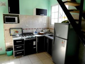 圣克莱门特雷图尤Las golondrinas的厨房配有冰箱和炉灶。