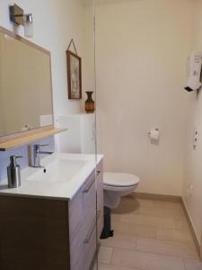 拉罗谢尔33 Ter Bon pied à terre的浴室配有白色水槽和卫生间。