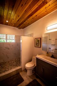 EnighedFantastic Penthouse at Sunset Serenade Suites的浴室配有卫生间、浴缸和水槽。