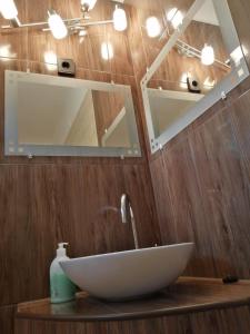 包道乔尼托毛伊Kámán Nyaraló的浴室设有白色水槽和镜子