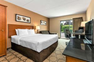 萨斯卡通Comfort Inn Saskatoon的酒店客房,配有床和电视