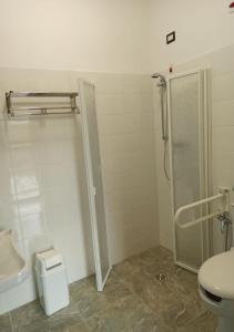 皮切尔诺Locanda Arcadia的带淋浴、卫生间和盥洗盆的浴室