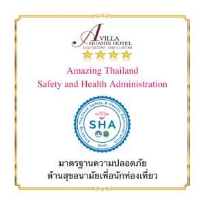 华欣A Villa Hua Hin Hotel的令人惊叹的泰国安全与健康管理标签