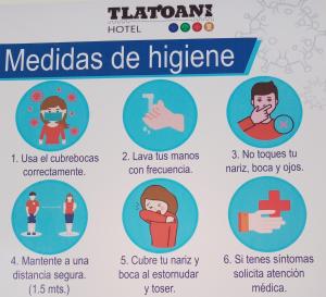 奇格纳瓦潘Hotel Tlatoani的显示不同类型疟疾程度卫生指标的海报