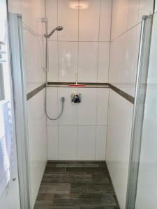 MeeschendorfMEHS46A21-FeWo-Best-Kiekout的一间带软管淋浴的浴室