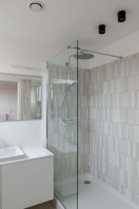布鲁塞尔Savoie的一个带水槽的玻璃淋浴间