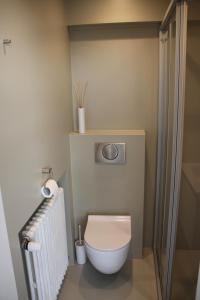 克诺克－海斯特Penthouse Sun Corner Knokke的一间带卫生间和淋浴的小浴室