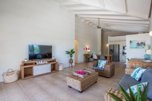 简蒂埃尔Villa Caiquetio的客厅配有沙发、电视和椅子